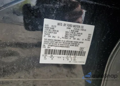 2022 Ford Edge Titanium из США, поврежденный, VIN 2FMPK4K93NBA45091